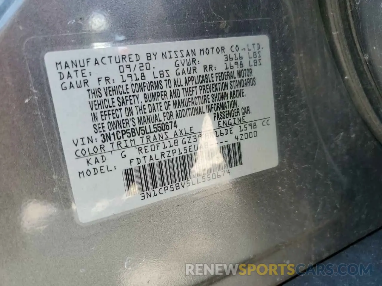 14 Photograph of a damaged car 3N1CP5BV5LL550674 NISSAN KICKS 2020