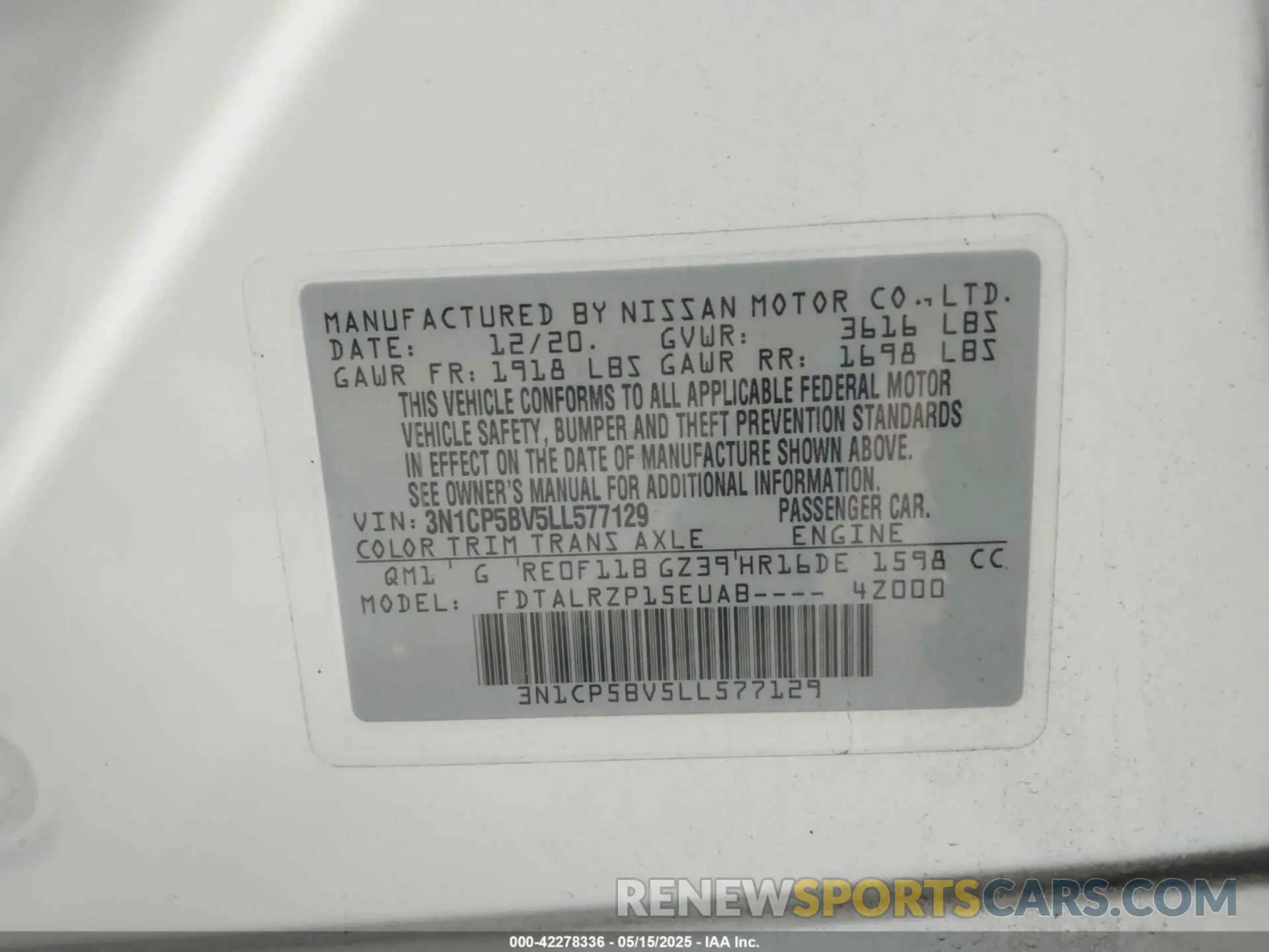 9 Photograph of a damaged car 3N1CP5BV5LL577129 NISSAN KICKS 2020