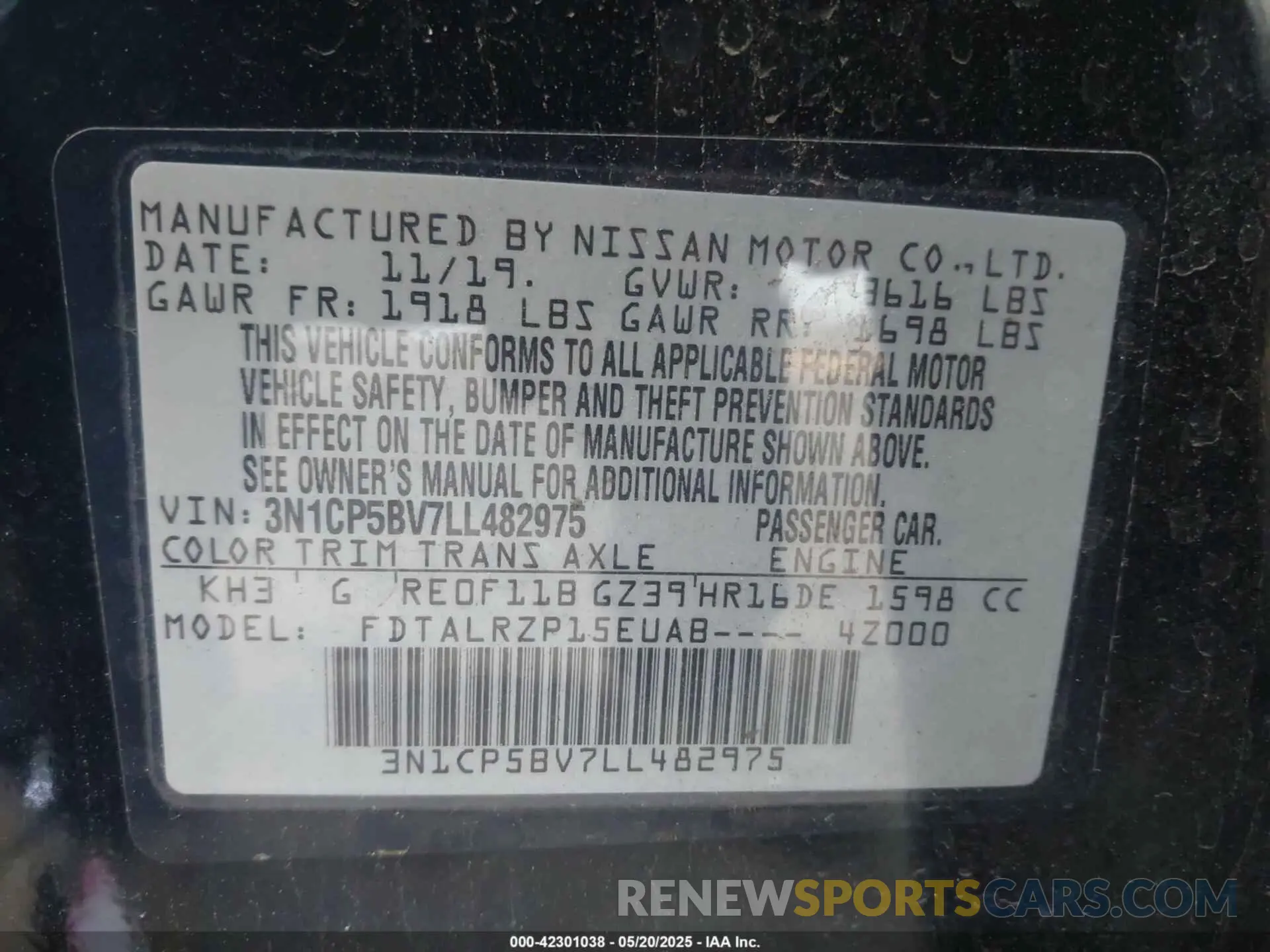 9 Photograph of a damaged car 3N1CP5BV7LL482975 NISSAN KICKS 2020