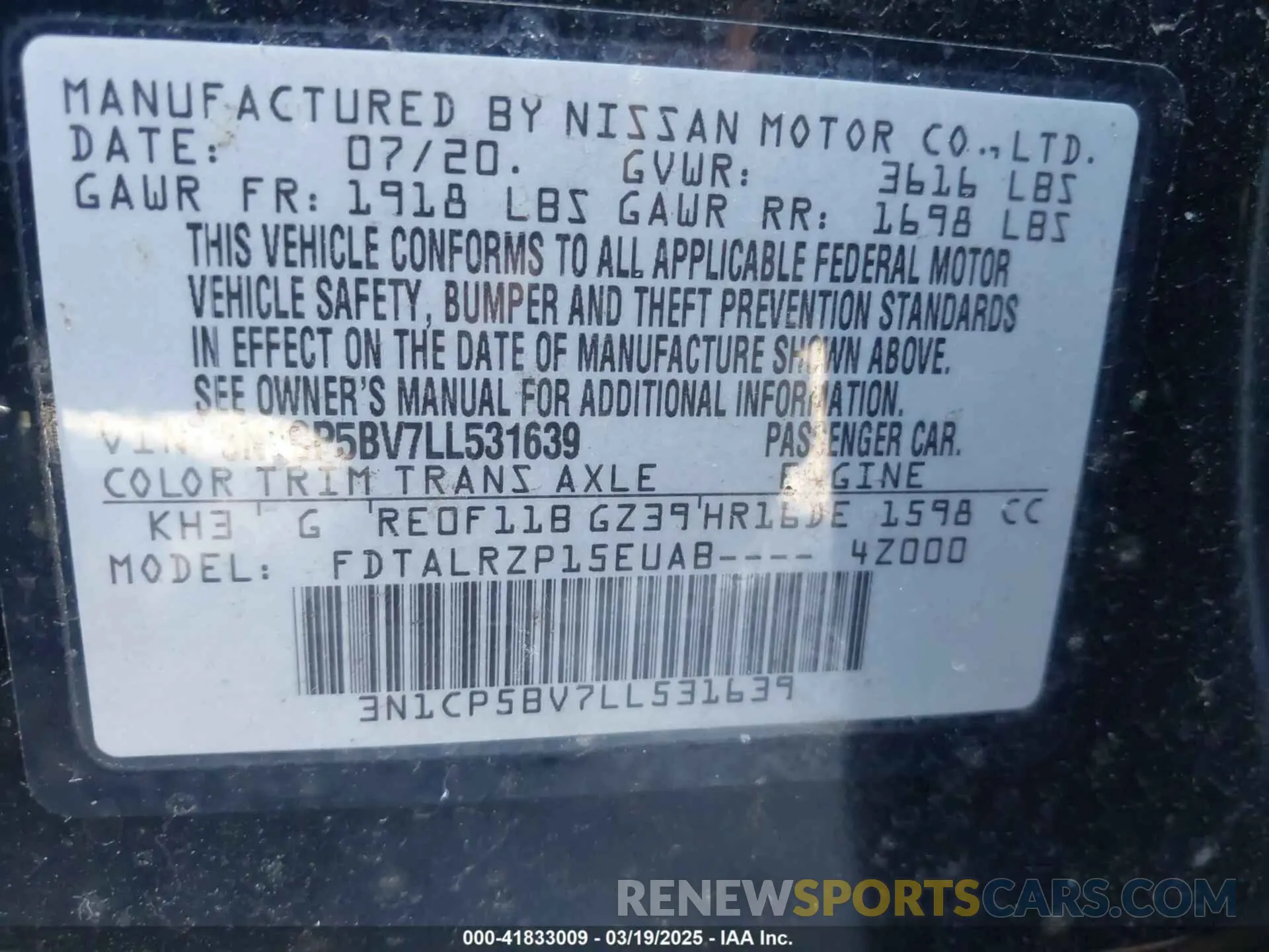 9 Photograph of a damaged car 3N1CP5BV7LL531639 NISSAN KICKS 2020