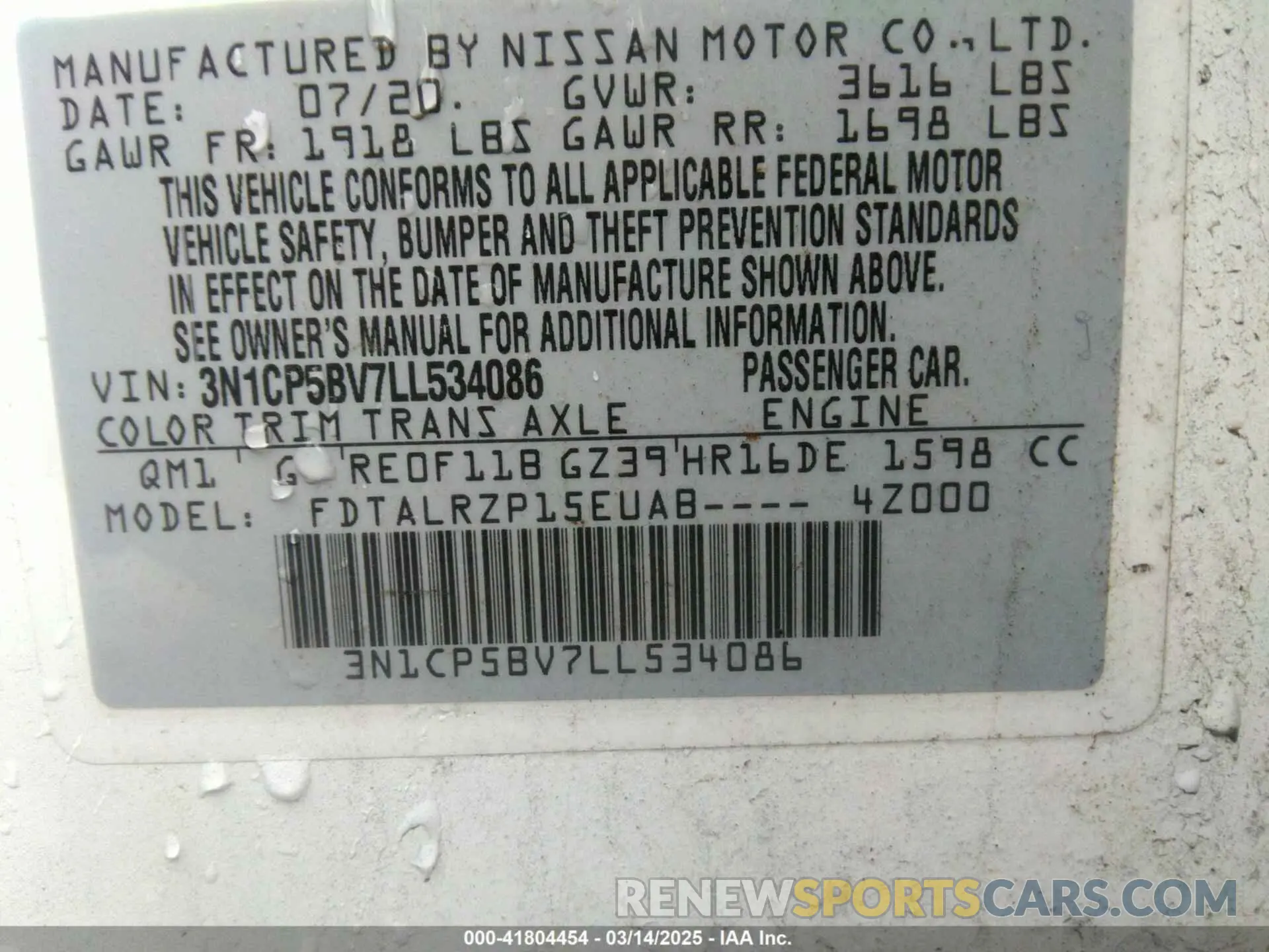 9 Photograph of a damaged car 3N1CP5BV7LL534086 NISSAN KICKS 2020