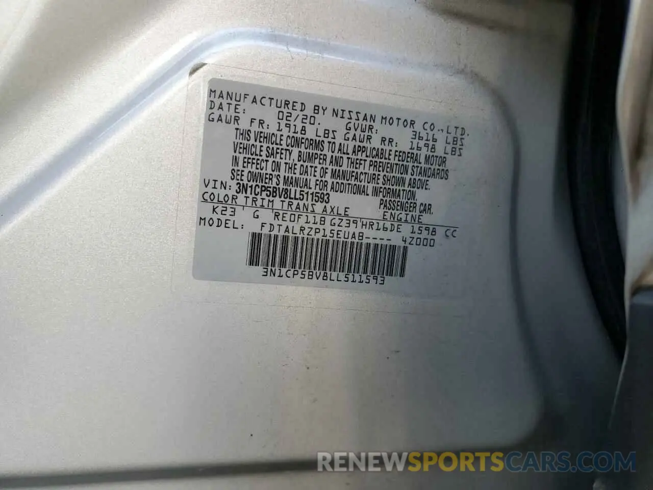 13 Photograph of a damaged car 3N1CP5BV8LL511593 NISSAN KICKS 2020