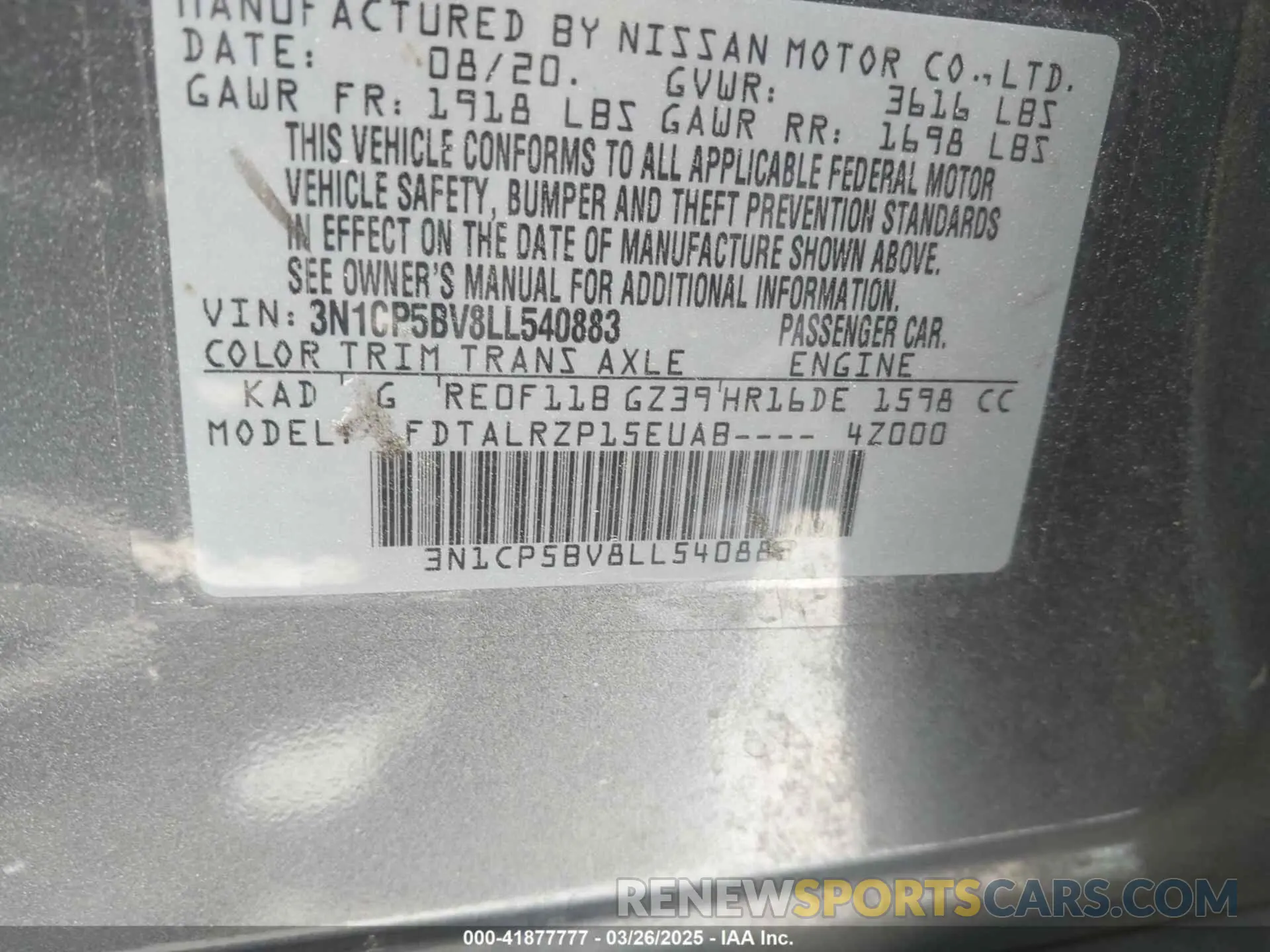 9 Photograph of a damaged car 3N1CP5BV8LL540883 NISSAN KICKS 2020