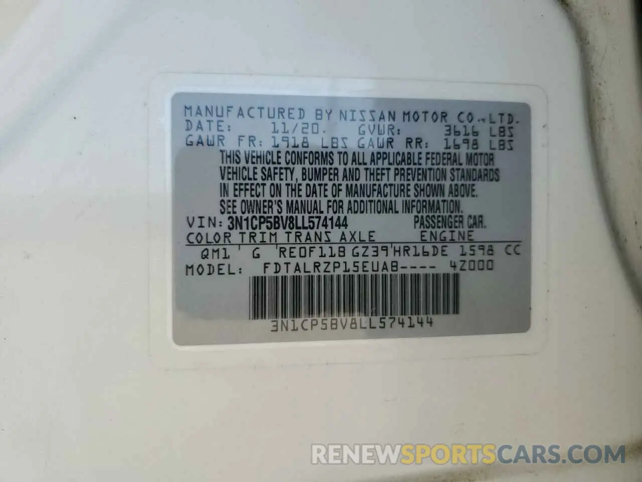 13 Photograph of a damaged car 3N1CP5BV8LL574144 NISSAN KICKS 2020