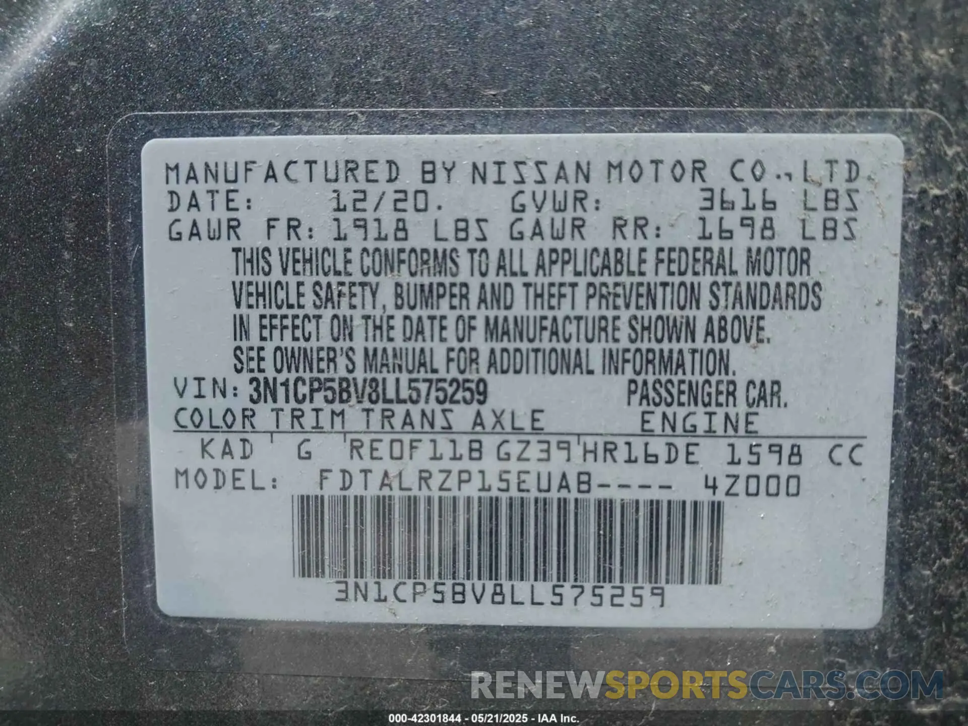9 Photograph of a damaged car 3N1CP5BV8LL575259 NISSAN KICKS 2020