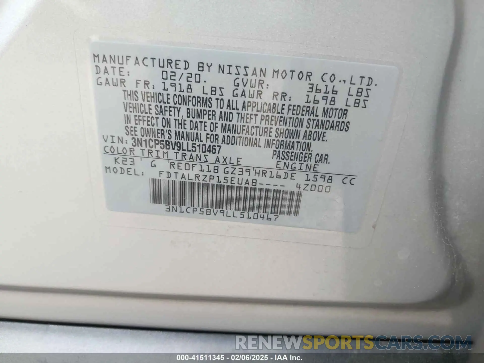 9 Photograph of a damaged car 3N1CP5BV9LL510467 NISSAN KICKS 2020