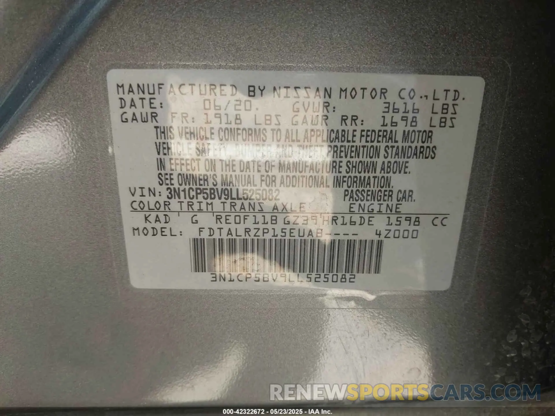 9 Photograph of a damaged car 3N1CP5BV9LL525082 NISSAN KICKS 2020
