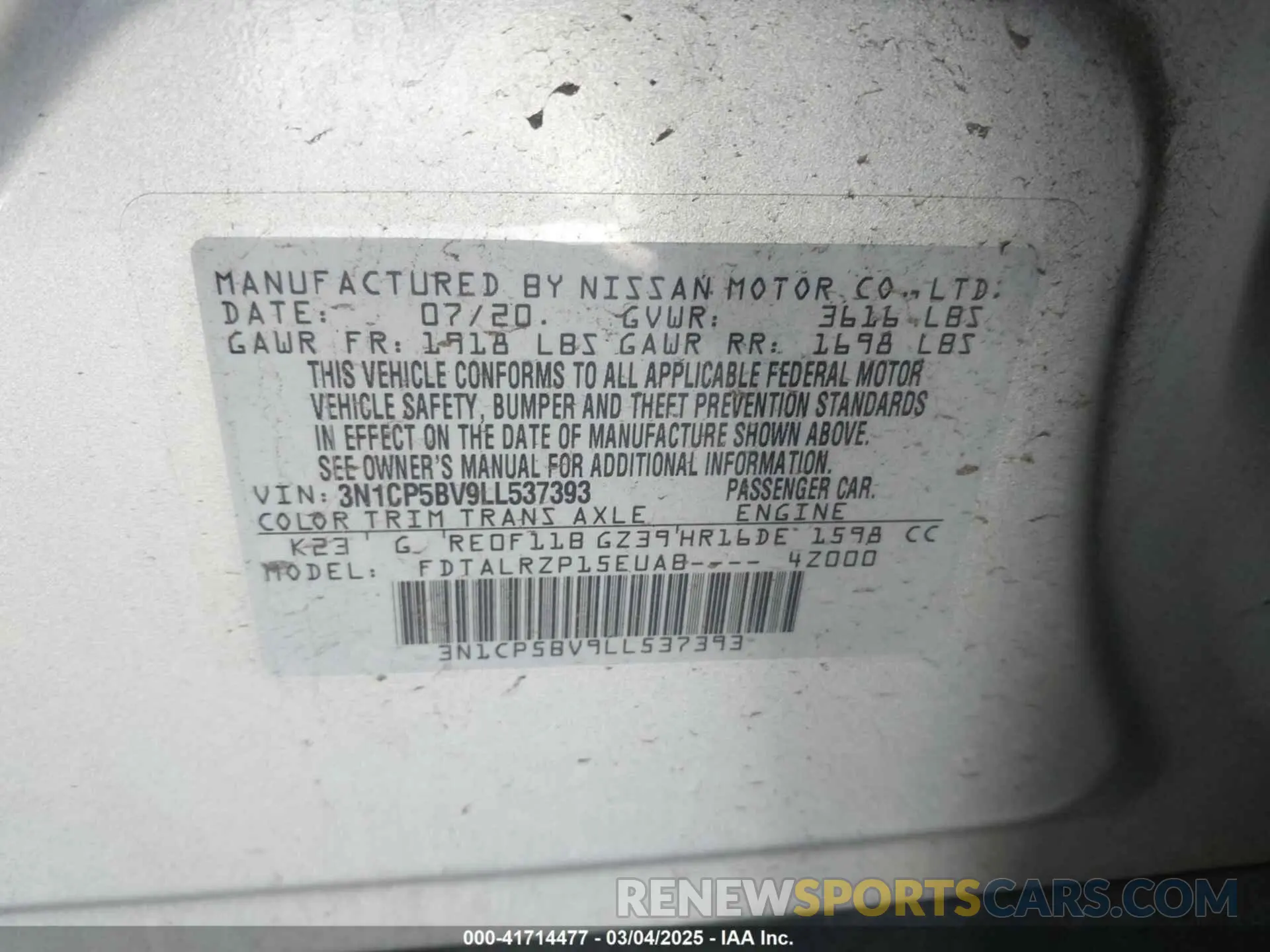 9 Photograph of a damaged car 3N1CP5BV9LL537393 NISSAN KICKS 2020