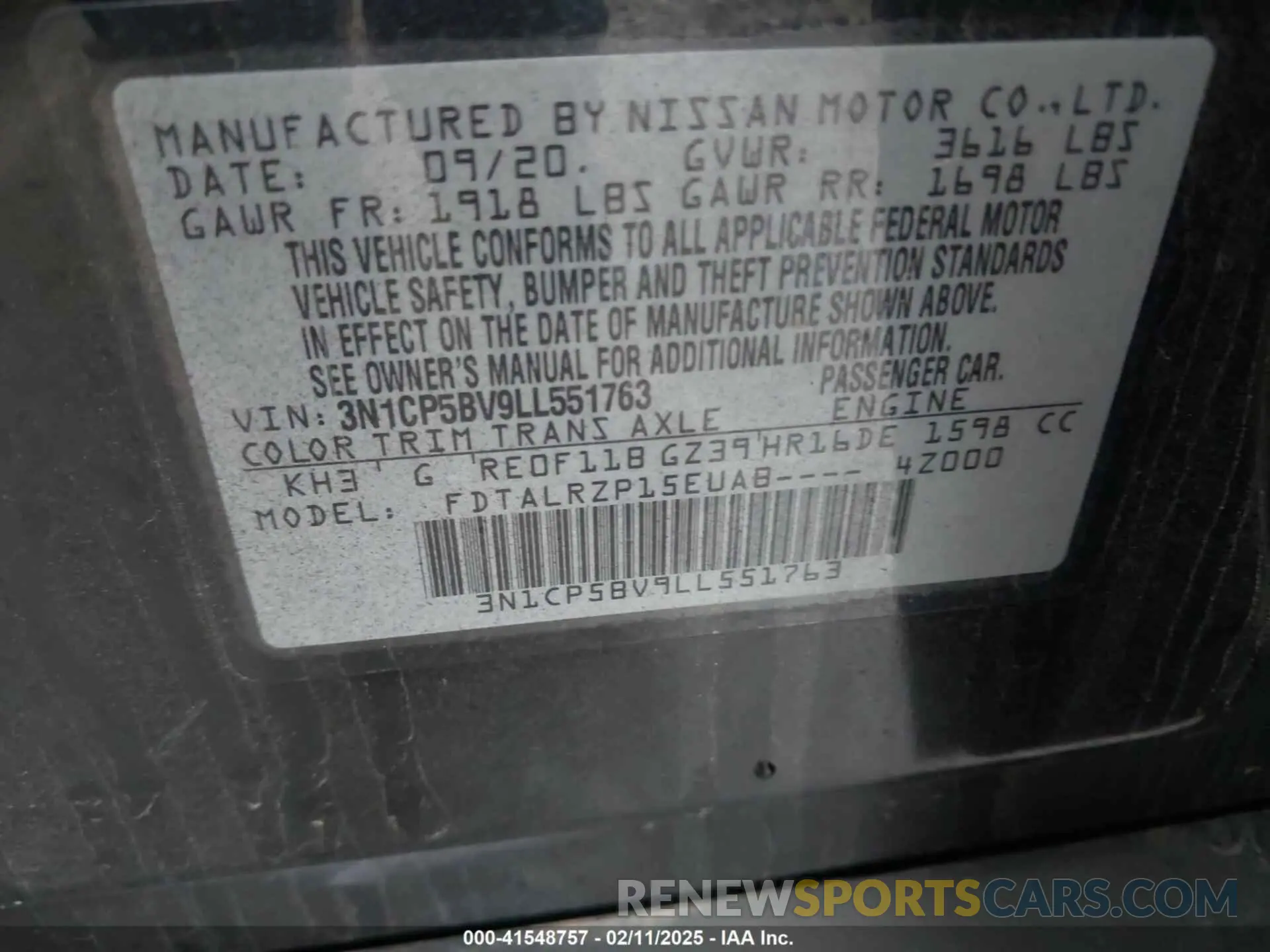 9 Photograph of a damaged car 3N1CP5BV9LL551763 NISSAN KICKS 2020