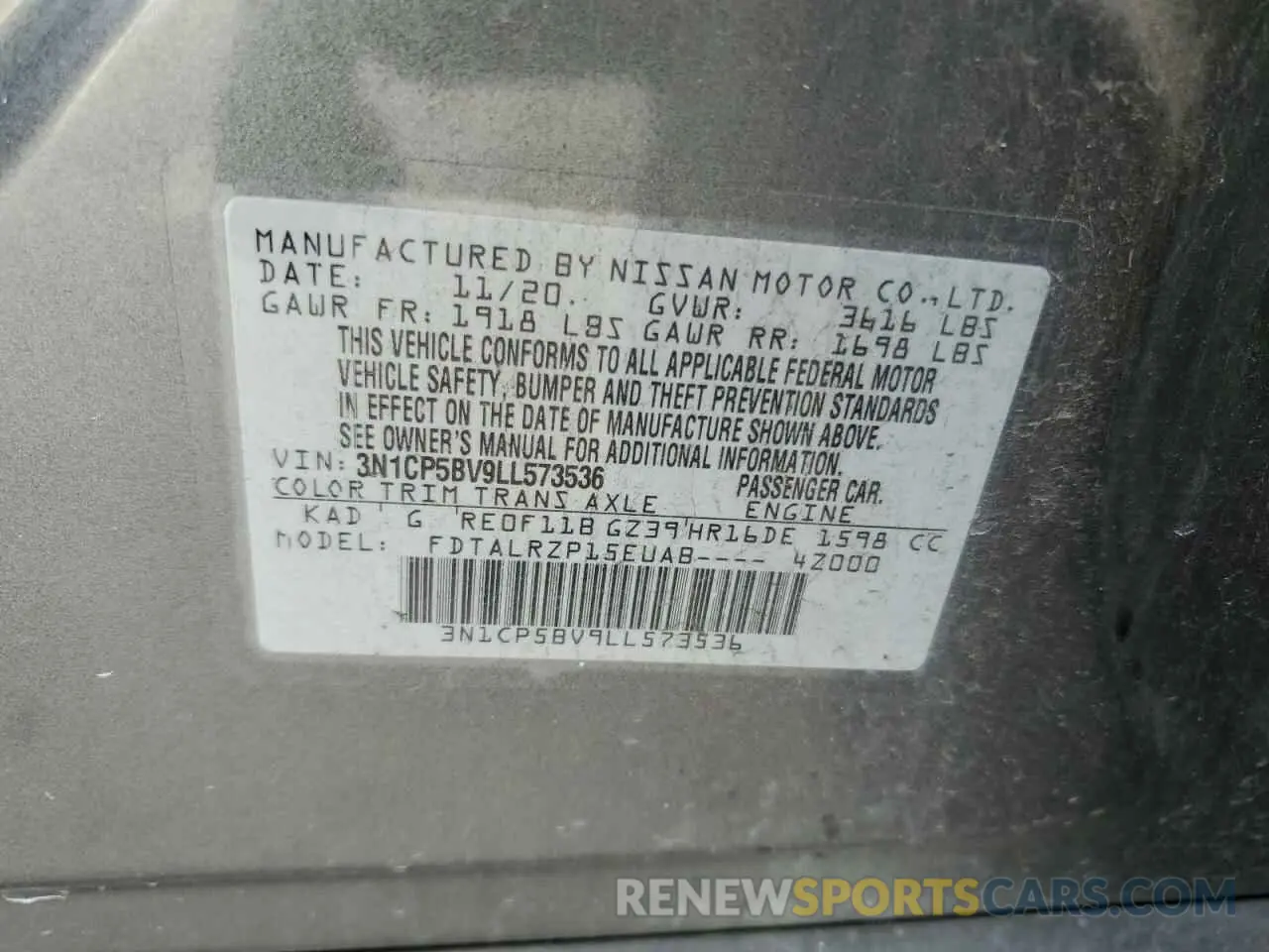 13 Photograph of a damaged car 3N1CP5BV9LL573536 NISSAN KICKS 2020