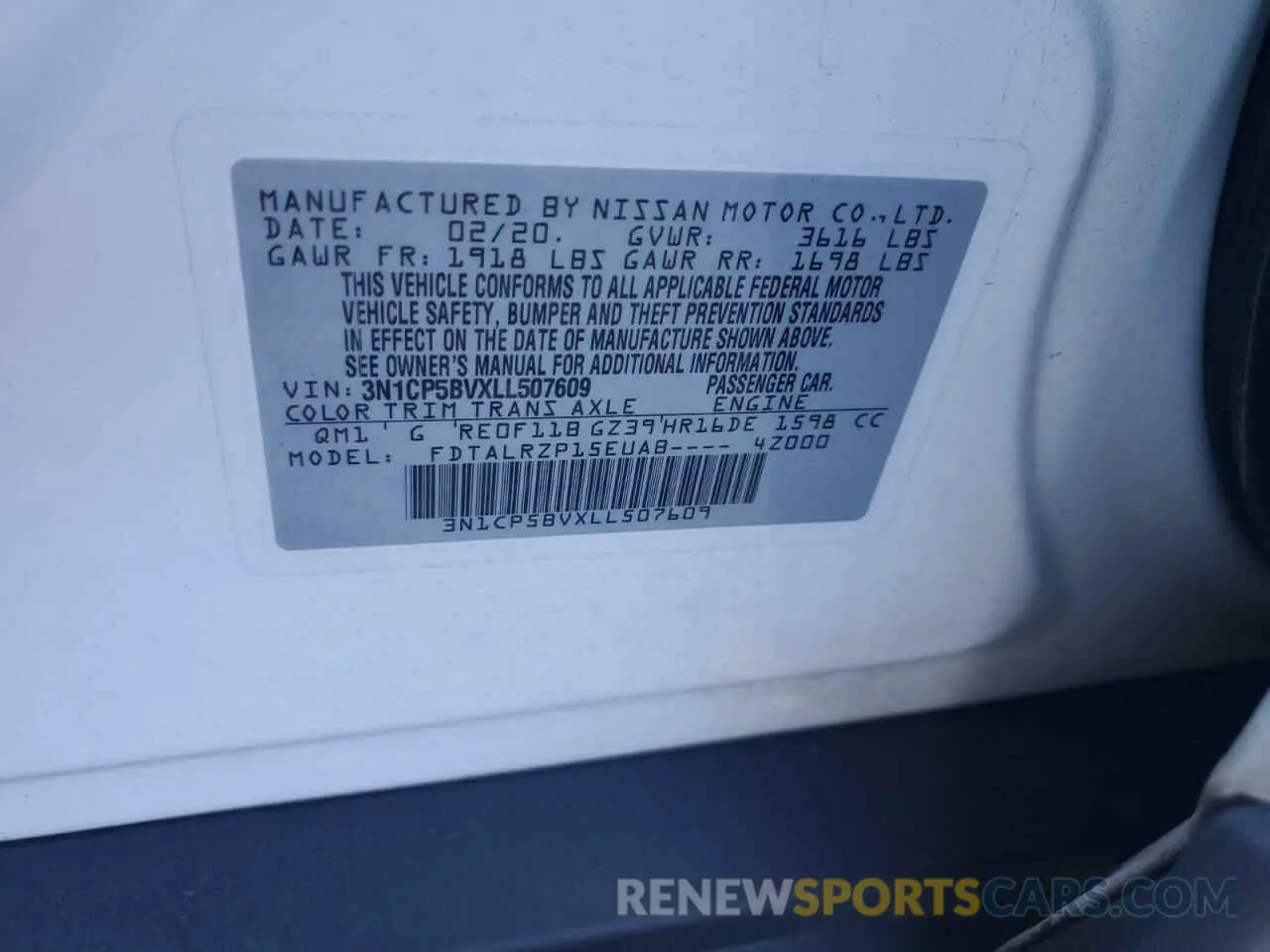 15 Photograph of a damaged car 3N1CP5BVXLL507609 NISSAN KICKS 2020