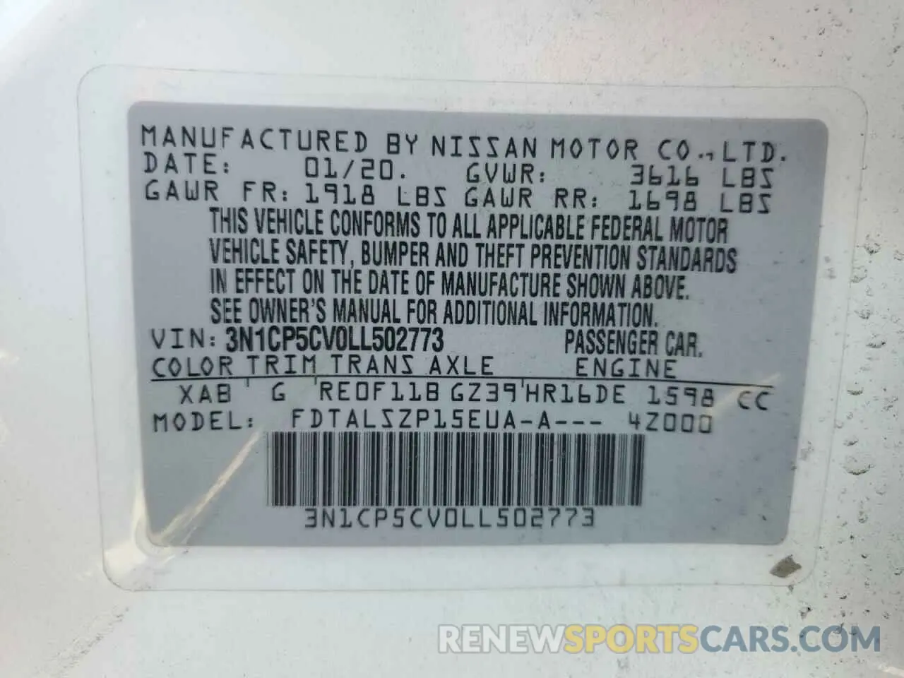 15 Photograph of a damaged car 3N1CP5CV0LL502773 NISSAN KICKS 2020