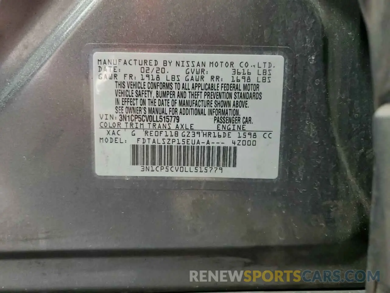 14 Photograph of a damaged car 3N1CP5CV0LL515779 NISSAN KICKS 2020