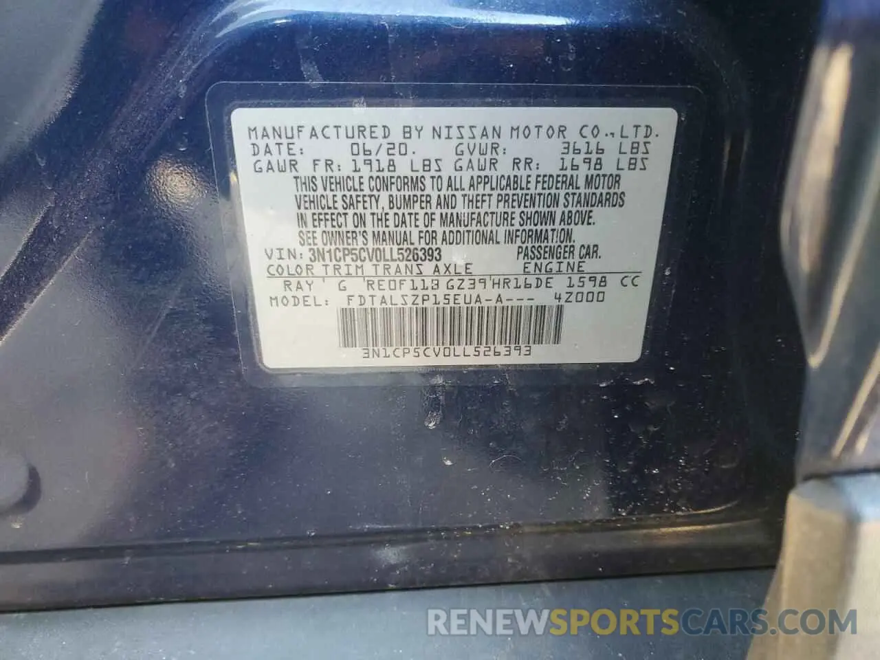 13 Photograph of a damaged car 3N1CP5CV0LL526393 NISSAN KICKS 2020