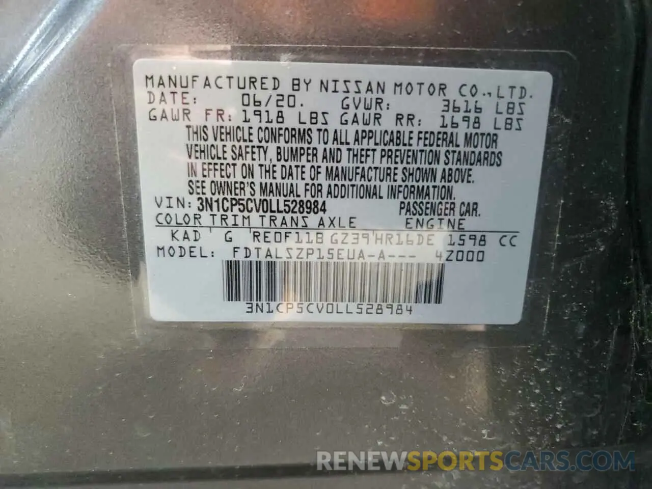 12 Photograph of a damaged car 3N1CP5CV0LL528984 NISSAN KICKS 2020