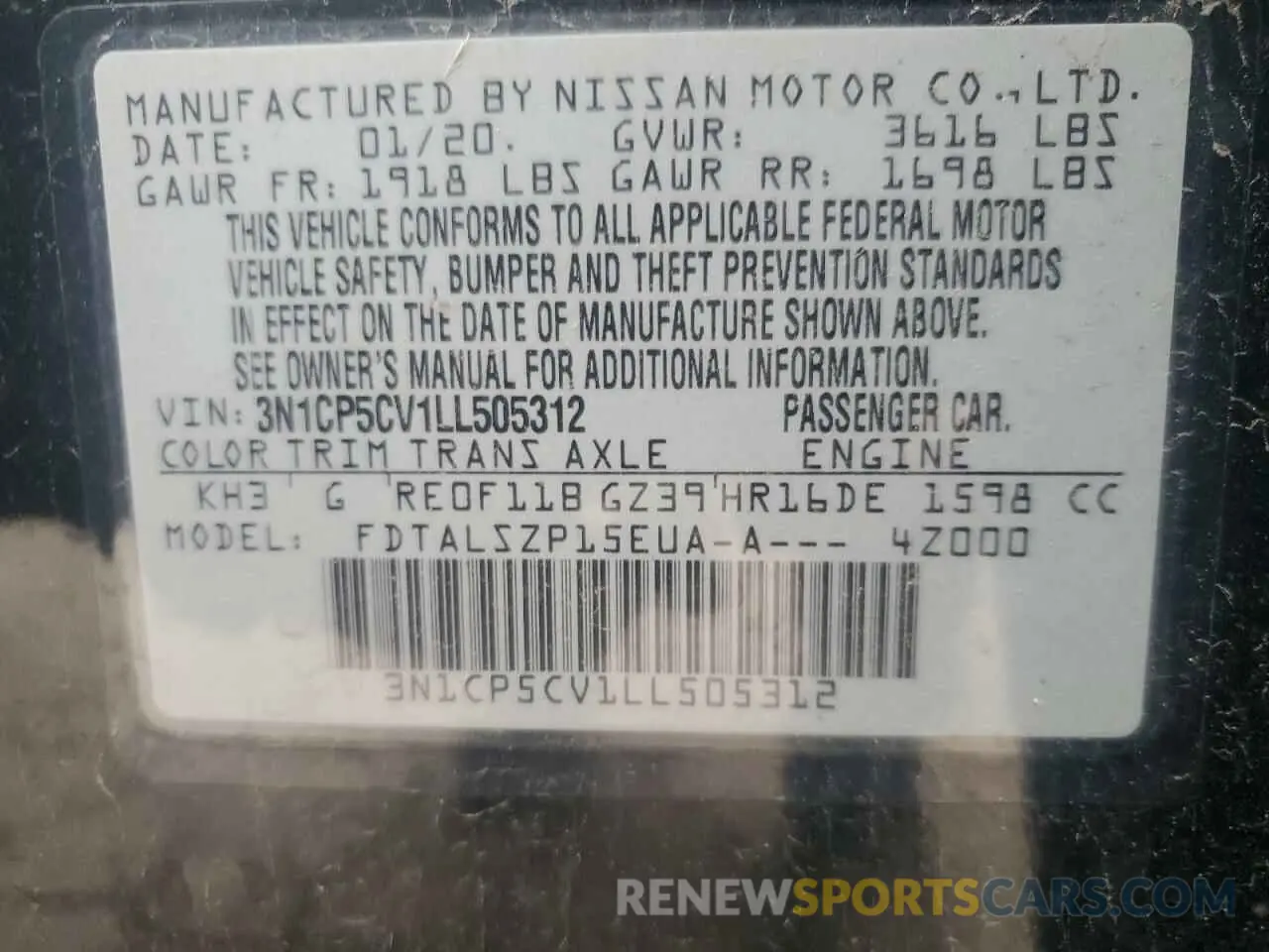 13 Photograph of a damaged car 3N1CP5CV1LL505312 NISSAN KICKS 2020