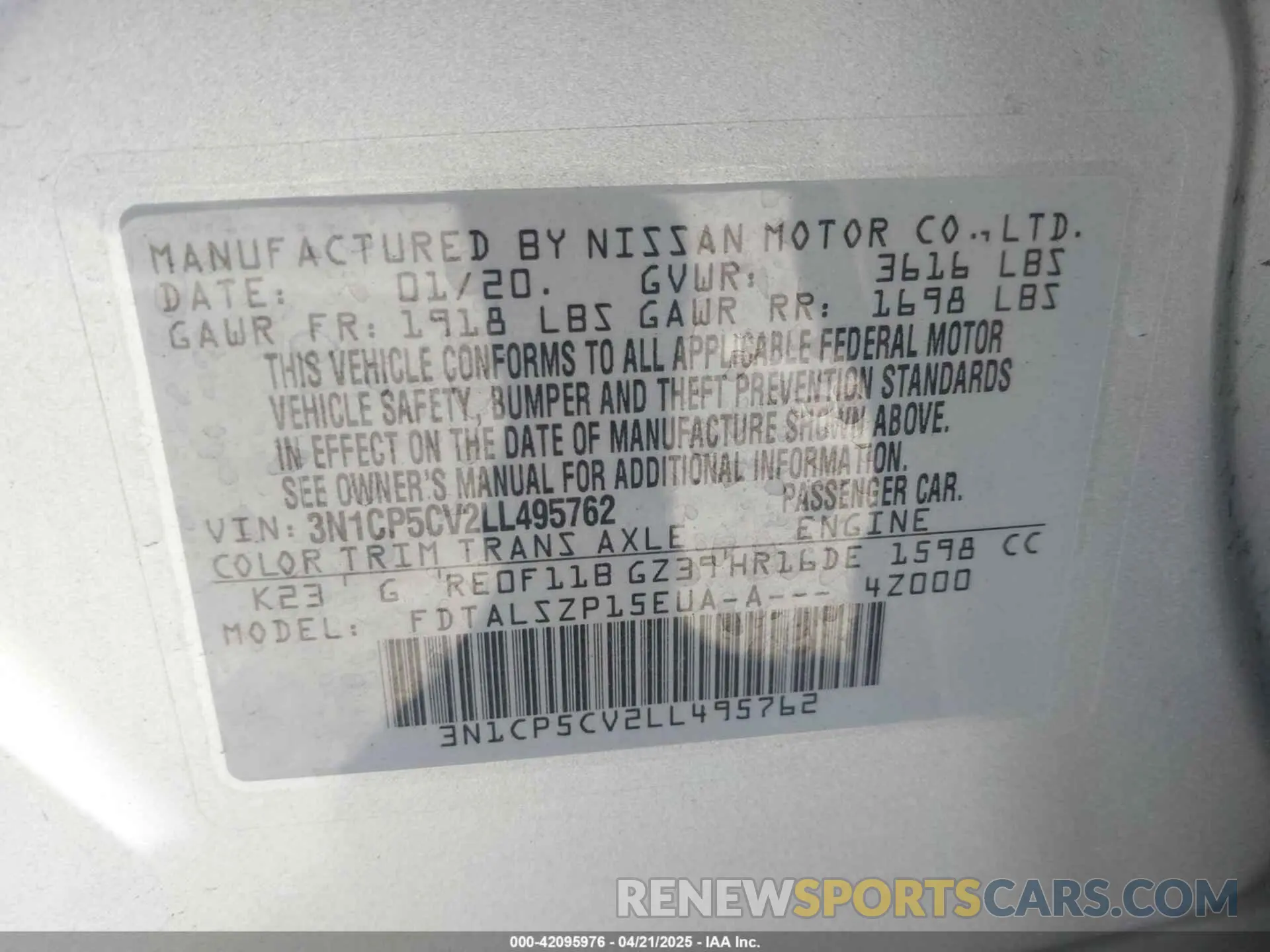 9 Photograph of a damaged car 3N1CP5CV2LL495762 NISSAN KICKS 2020