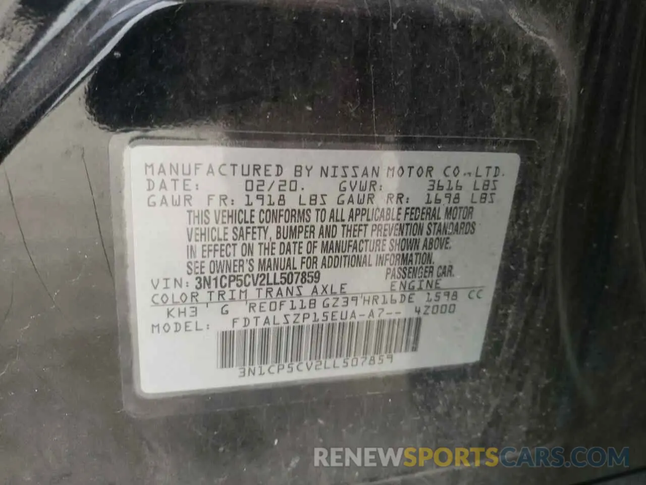 13 Photograph of a damaged car 3N1CP5CV2LL507859 NISSAN KICKS 2020