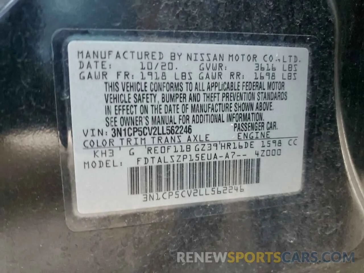 15 Photograph of a damaged car 3N1CP5CV2LL562246 NISSAN KICKS 2020