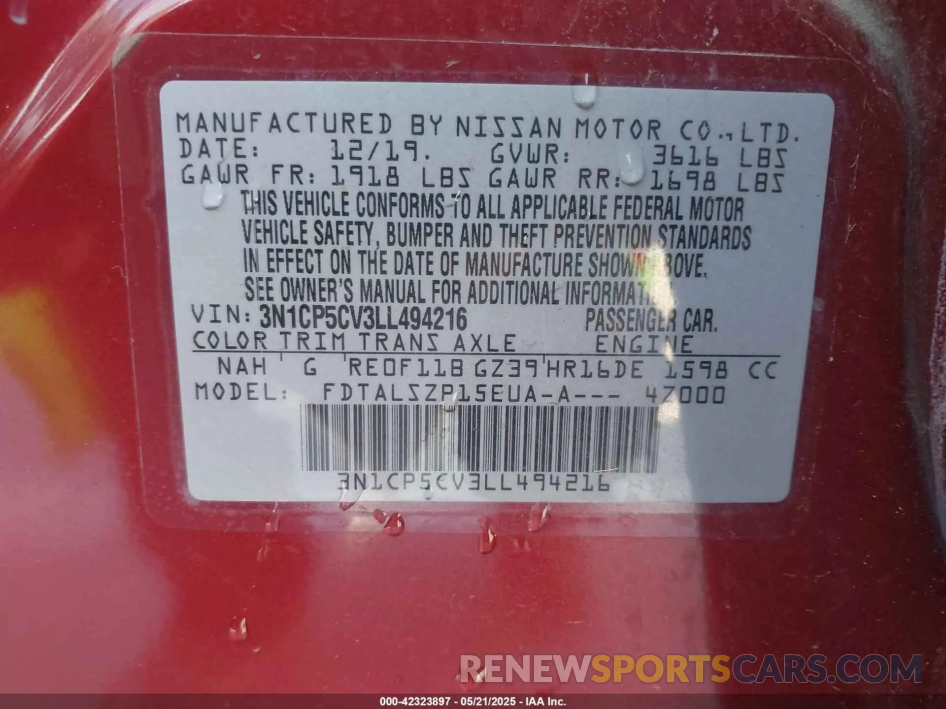 9 Photograph of a damaged car 3N1CP5CV3LL494216 NISSAN KICKS 2020
