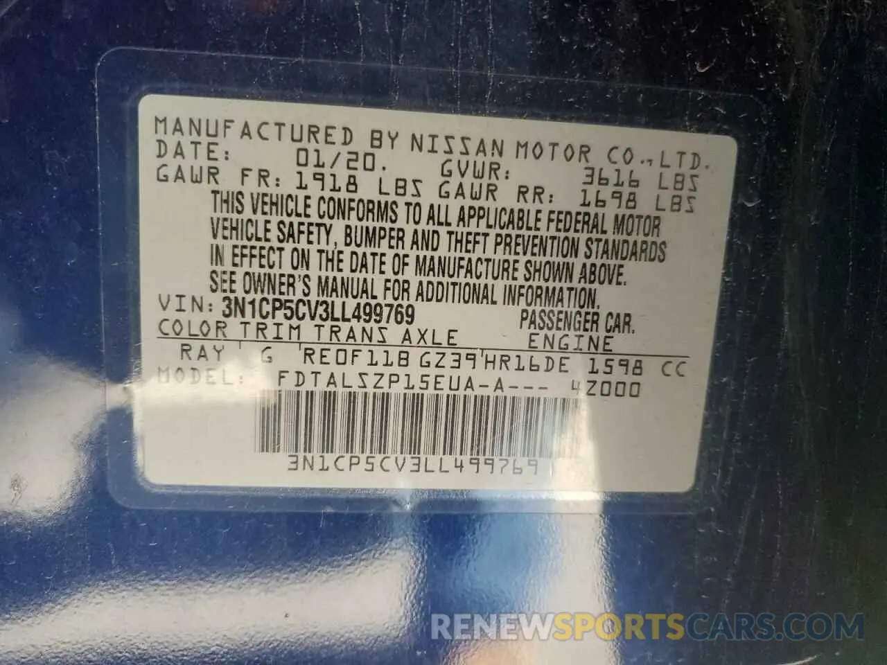 13 Photograph of a damaged car 3N1CP5CV3LL499769 NISSAN KICKS 2020