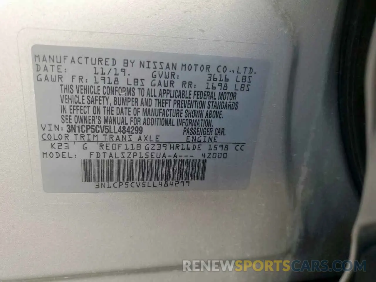 13 Photograph of a damaged car 3N1CP5CV5LL484299 NISSAN KICKS 2020