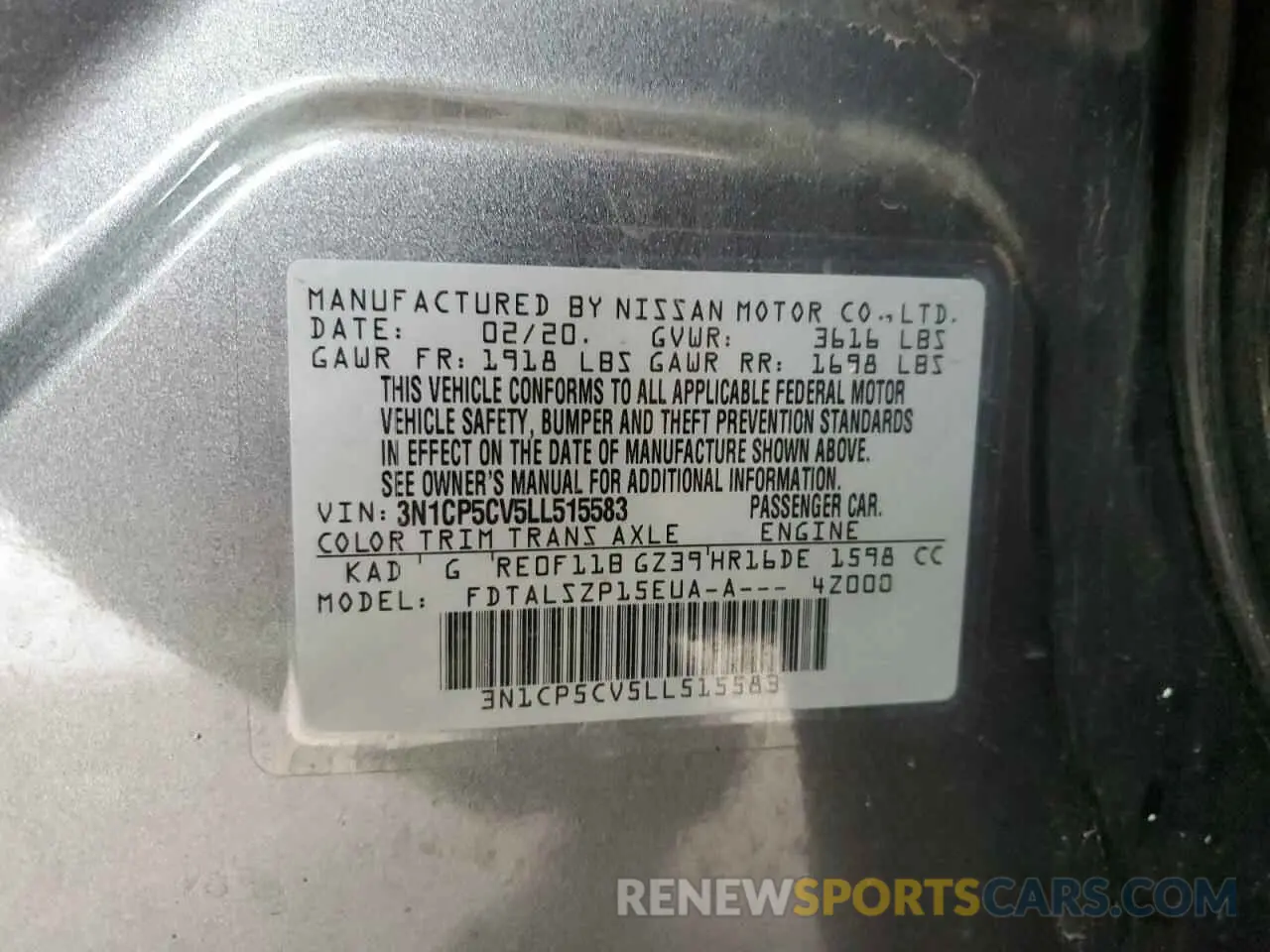 12 Photograph of a damaged car 3N1CP5CV5LL515583 NISSAN KICKS 2020