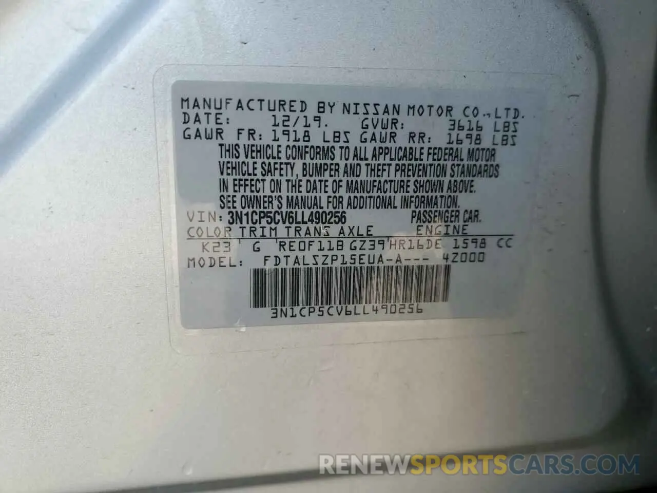 14 Photograph of a damaged car 3N1CP5CV6LL490256 NISSAN KICKS 2020