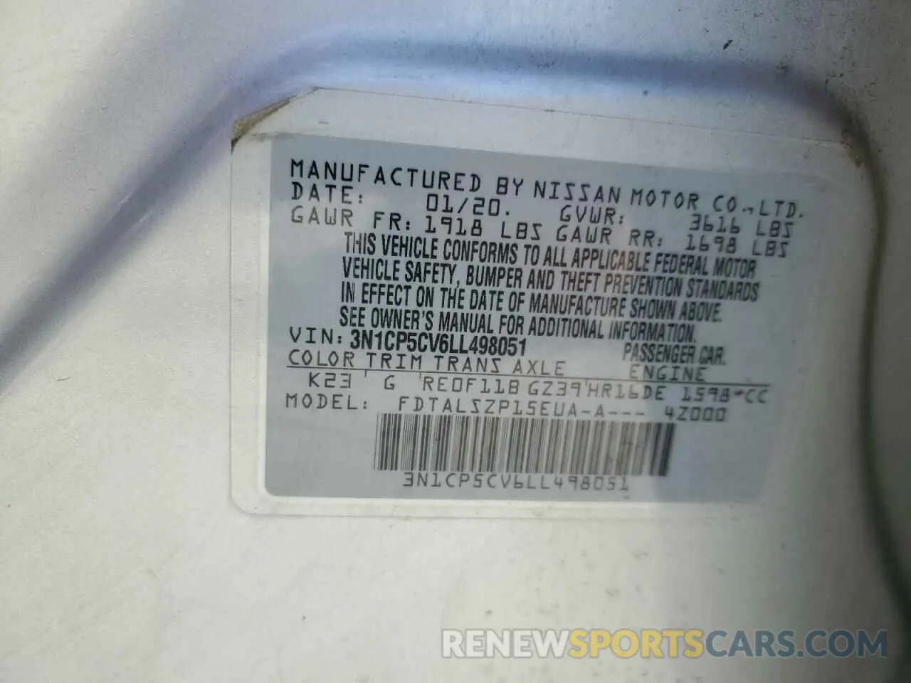 13 Photograph of a damaged car 3N1CP5CV6LL498051 NISSAN KICKS 2020