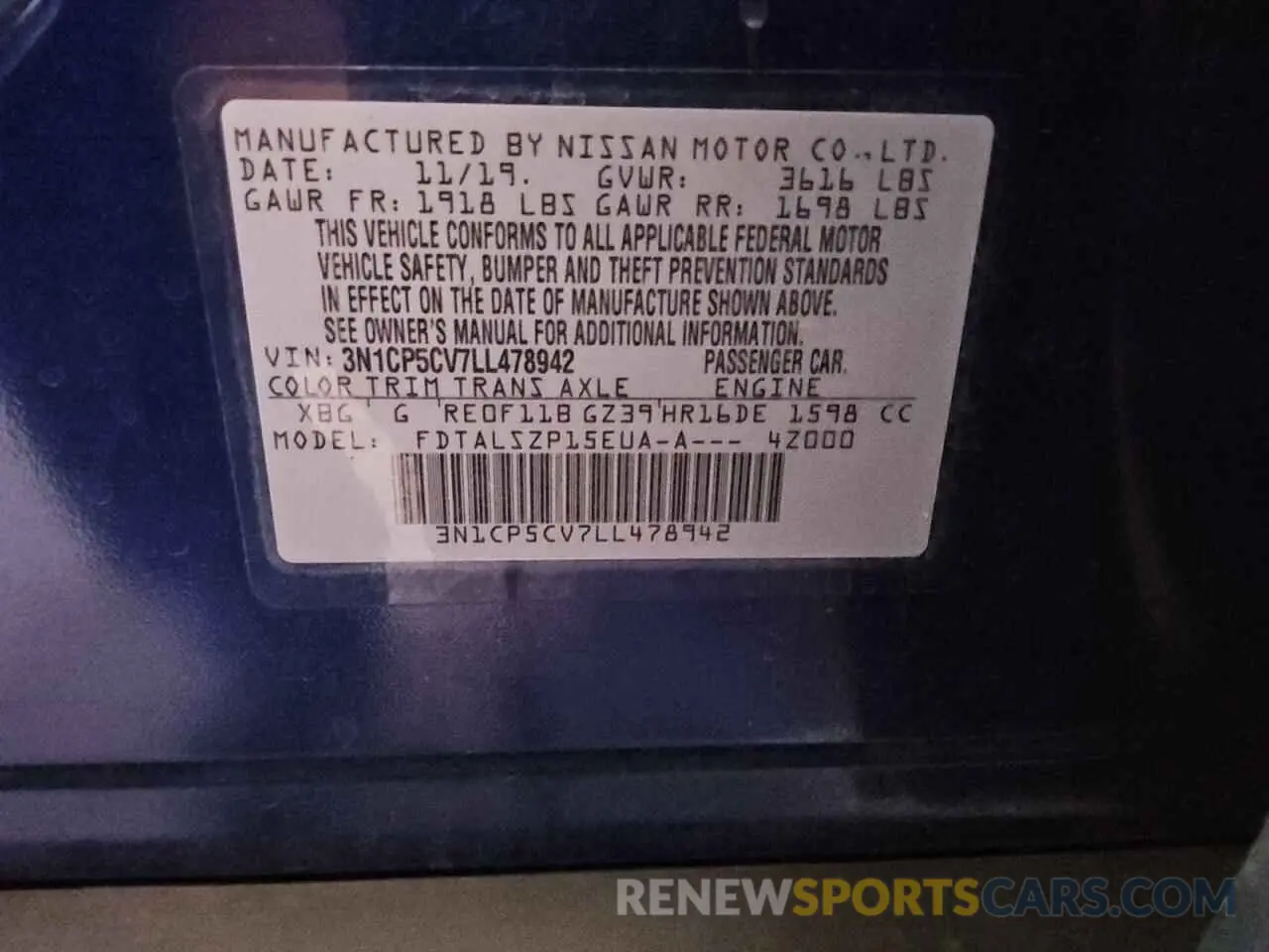 13 Photograph of a damaged car 3N1CP5CV7LL478942 NISSAN KICKS 2020