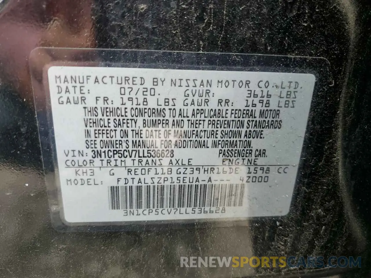 13 Photograph of a damaged car 3N1CP5CV7LL536628 NISSAN KICKS 2020
