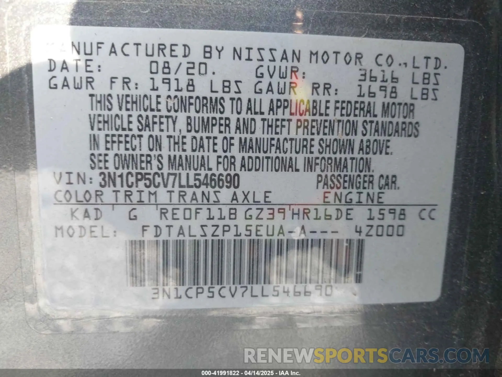 9 Photograph of a damaged car 3N1CP5CV7LL546690 NISSAN KICKS 2020