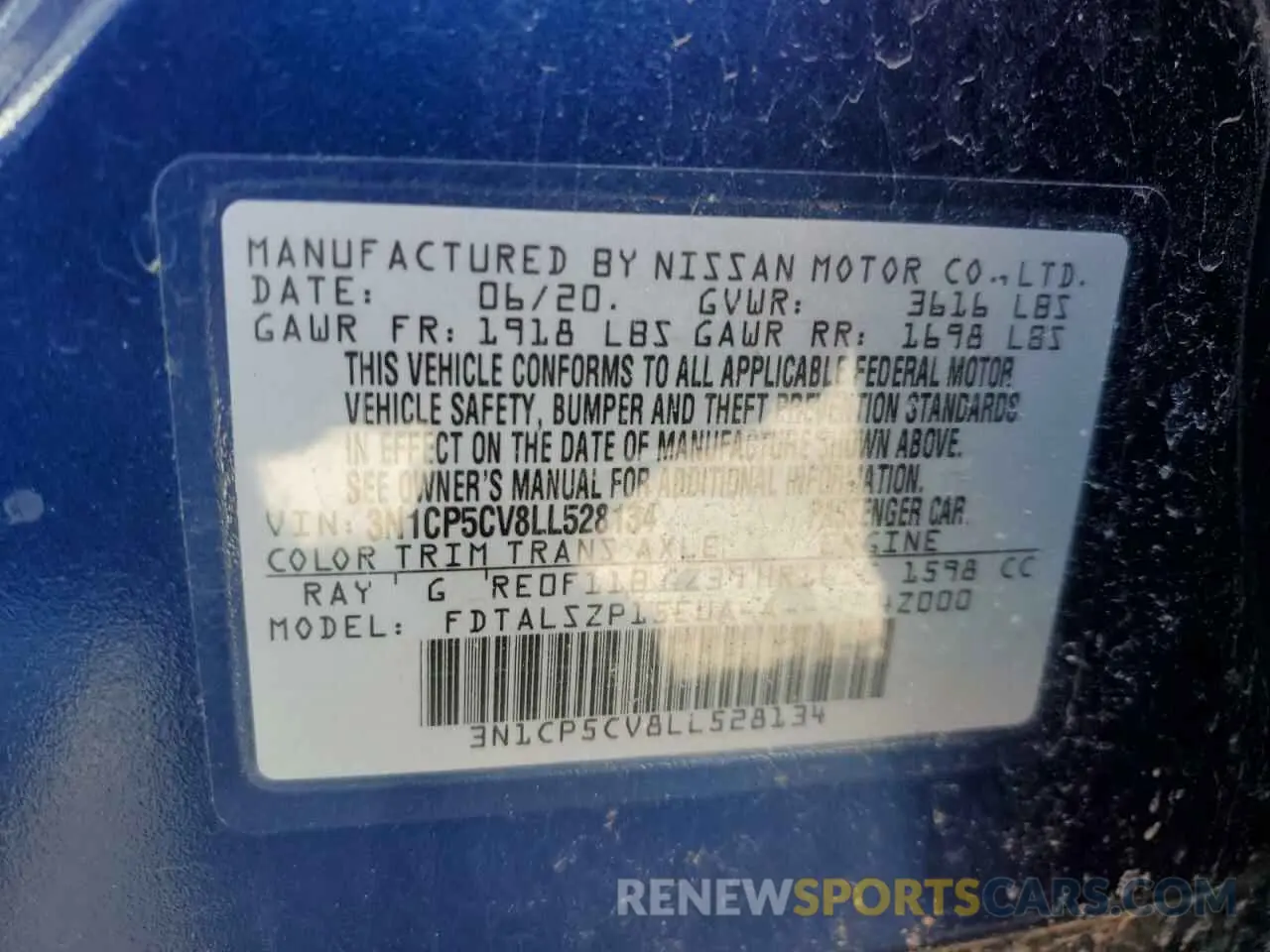 14 Photograph of a damaged car 3N1CP5CV8LL528134 NISSAN KICKS 2020