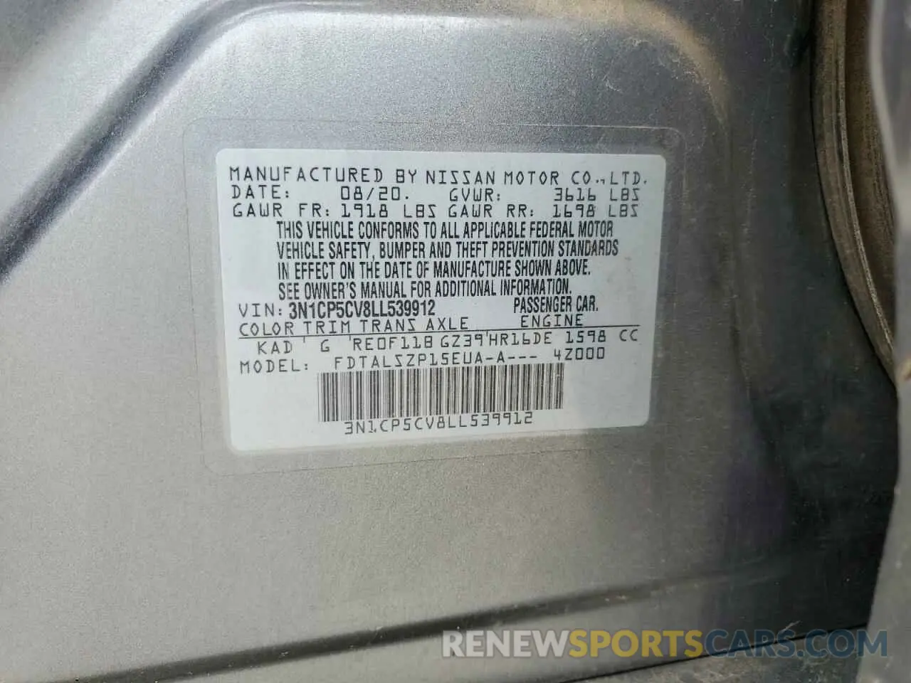 14 Photograph of a damaged car 3N1CP5CV8LL539912 NISSAN KICKS 2020