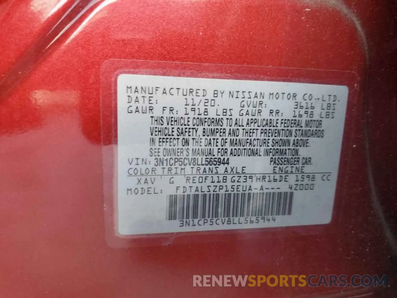 12 Photograph of a damaged car 3N1CP5CV8LL565944 NISSAN KICKS 2020
