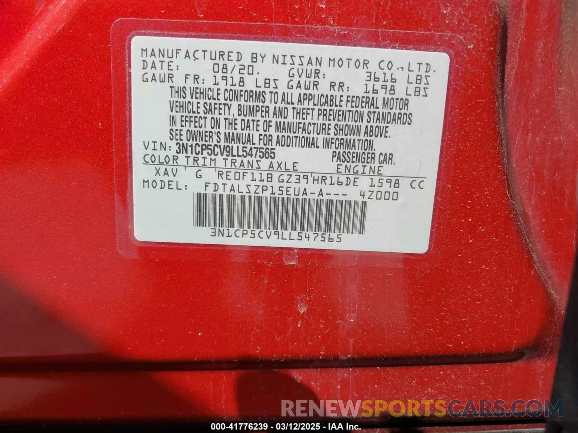 9 Photograph of a damaged car 3N1CP5CV9LL547565 NISSAN KICKS 2020
