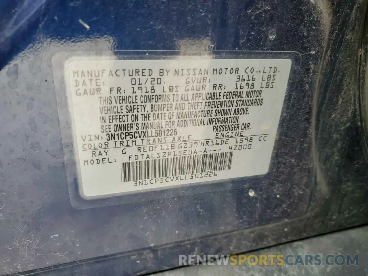 13 Photograph of a damaged car 3N1CP5CVXLL501226 NISSAN KICKS 2020