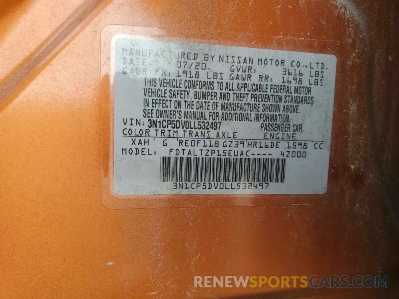 13 Photograph of a damaged car 3N1CP5DV0LL532497 NISSAN KICKS 2020