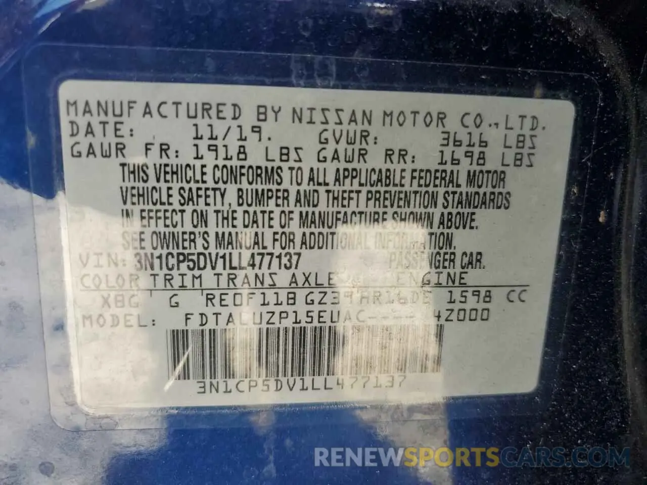 15 Photograph of a damaged car 3N1CP5DV1LL477137 NISSAN KICKS 2020