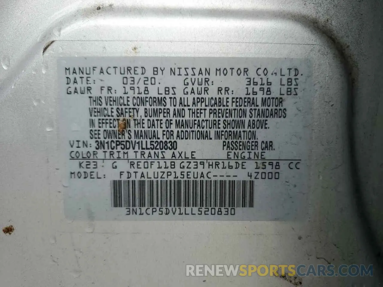 13 Photograph of a damaged car 3N1CP5DV1LL520830 NISSAN KICKS 2020