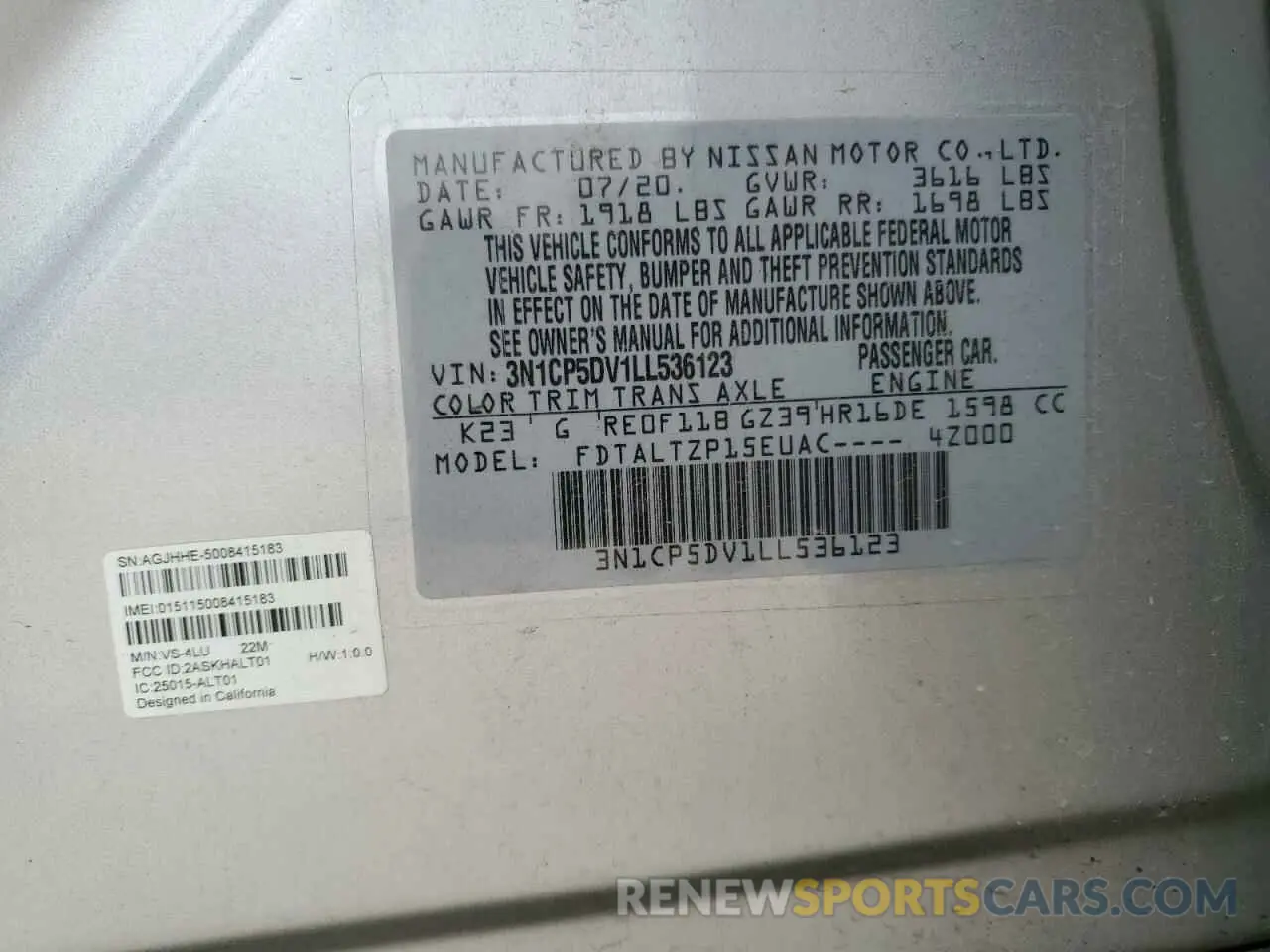 13 Photograph of a damaged car 3N1CP5DV1LL536123 NISSAN KICKS 2020