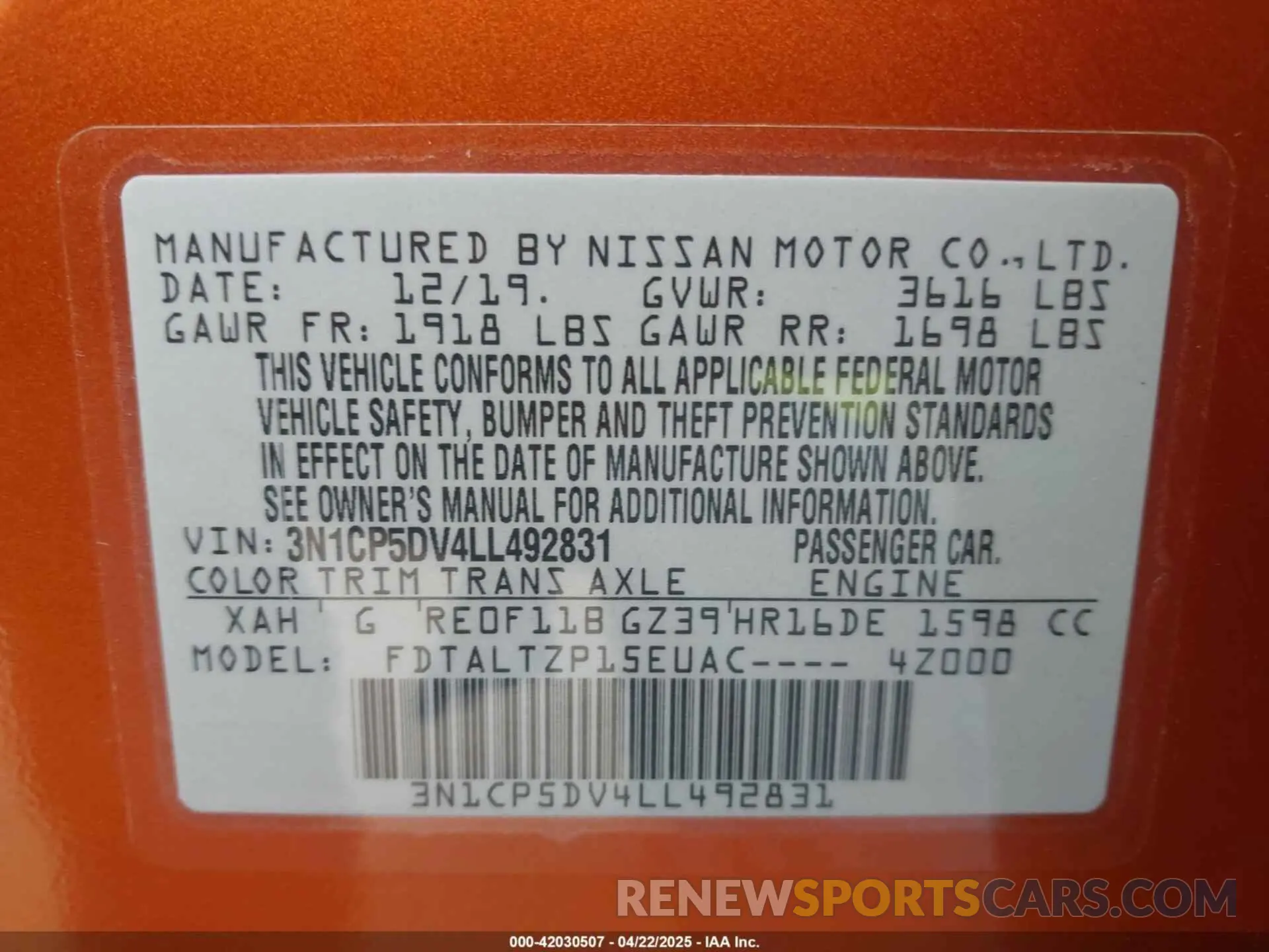9 Photograph of a damaged car 3N1CP5DV4LL492831 NISSAN KICKS 2020