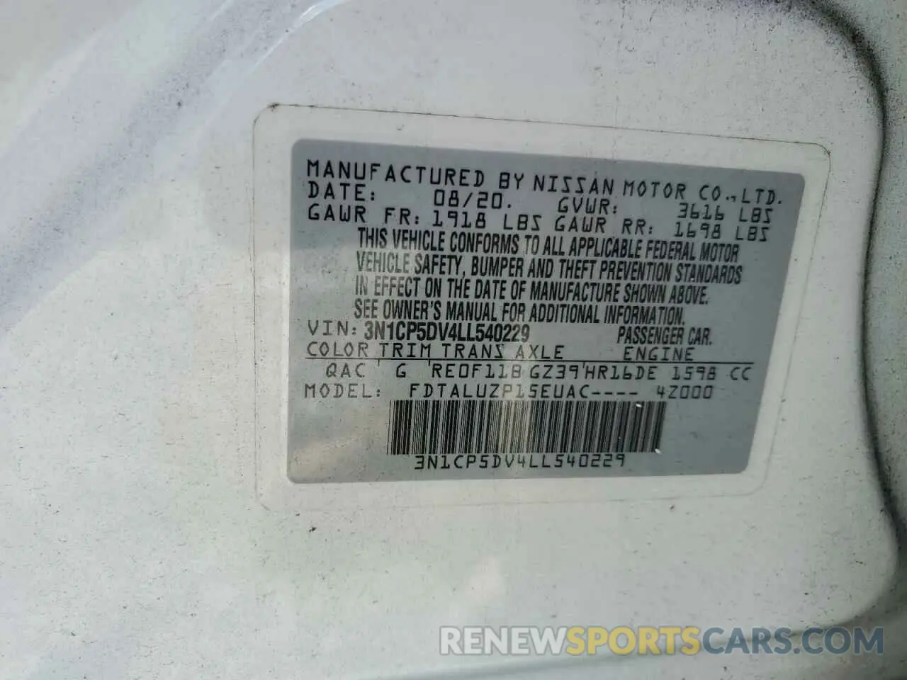 13 Photograph of a damaged car 3N1CP5DV4LL540229 NISSAN KICKS 2020