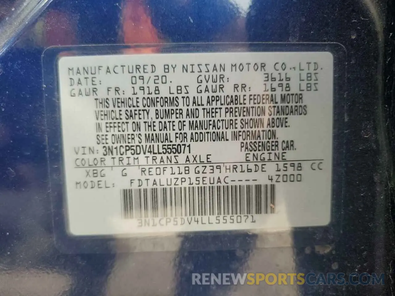 12 Photograph of a damaged car 3N1CP5DV4LL555071 NISSAN KICKS 2020