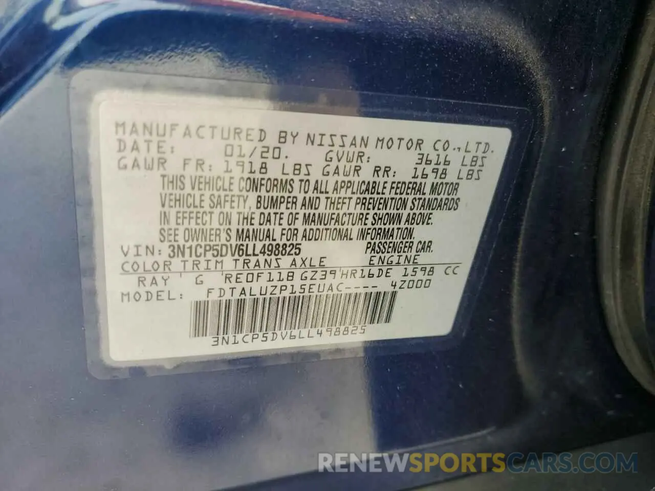 13 Photograph of a damaged car 3N1CP5DV6LL498825 NISSAN KICKS 2020