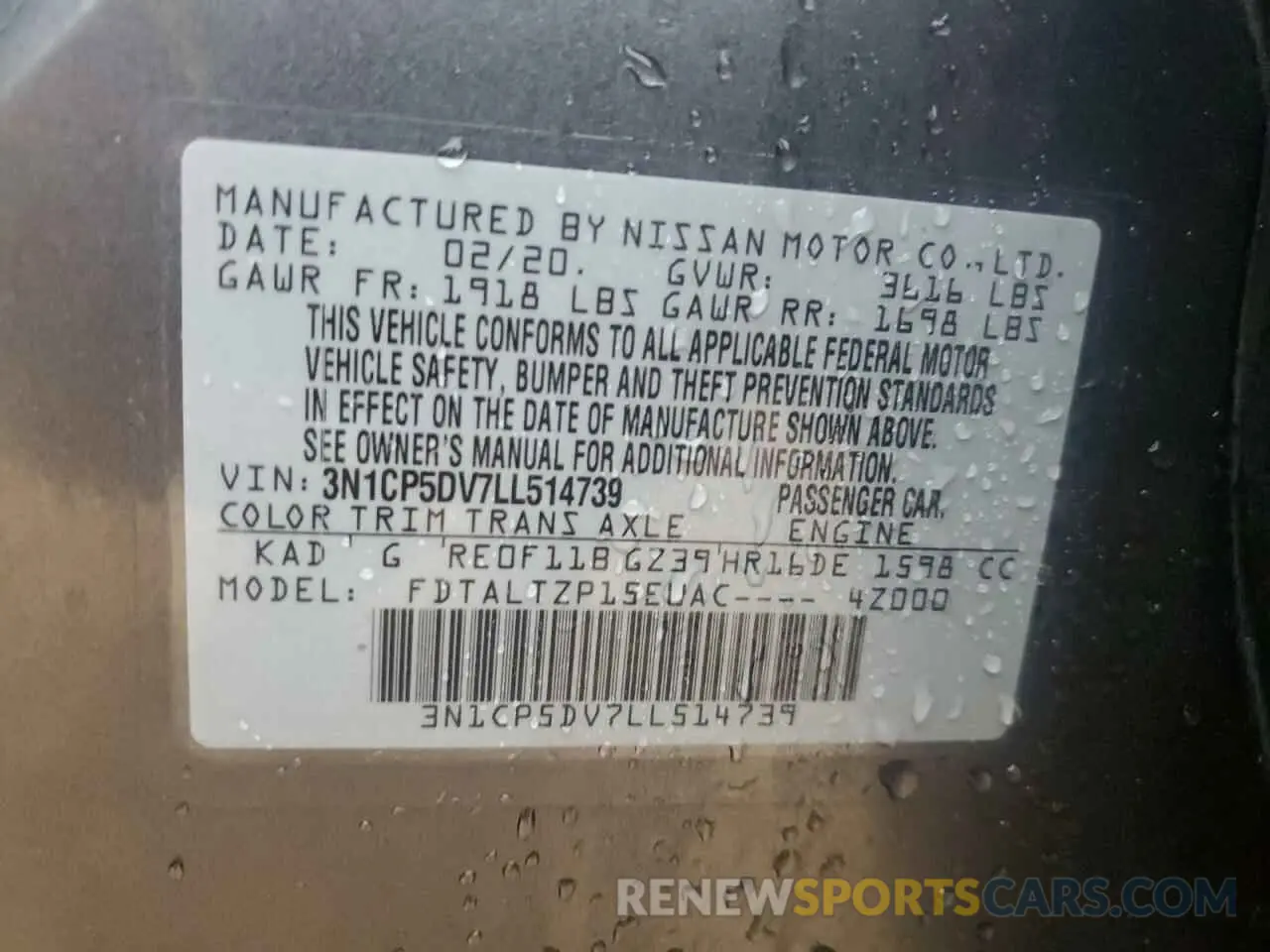 13 Photograph of a damaged car 3N1CP5DV7LL514739 NISSAN KICKS 2020