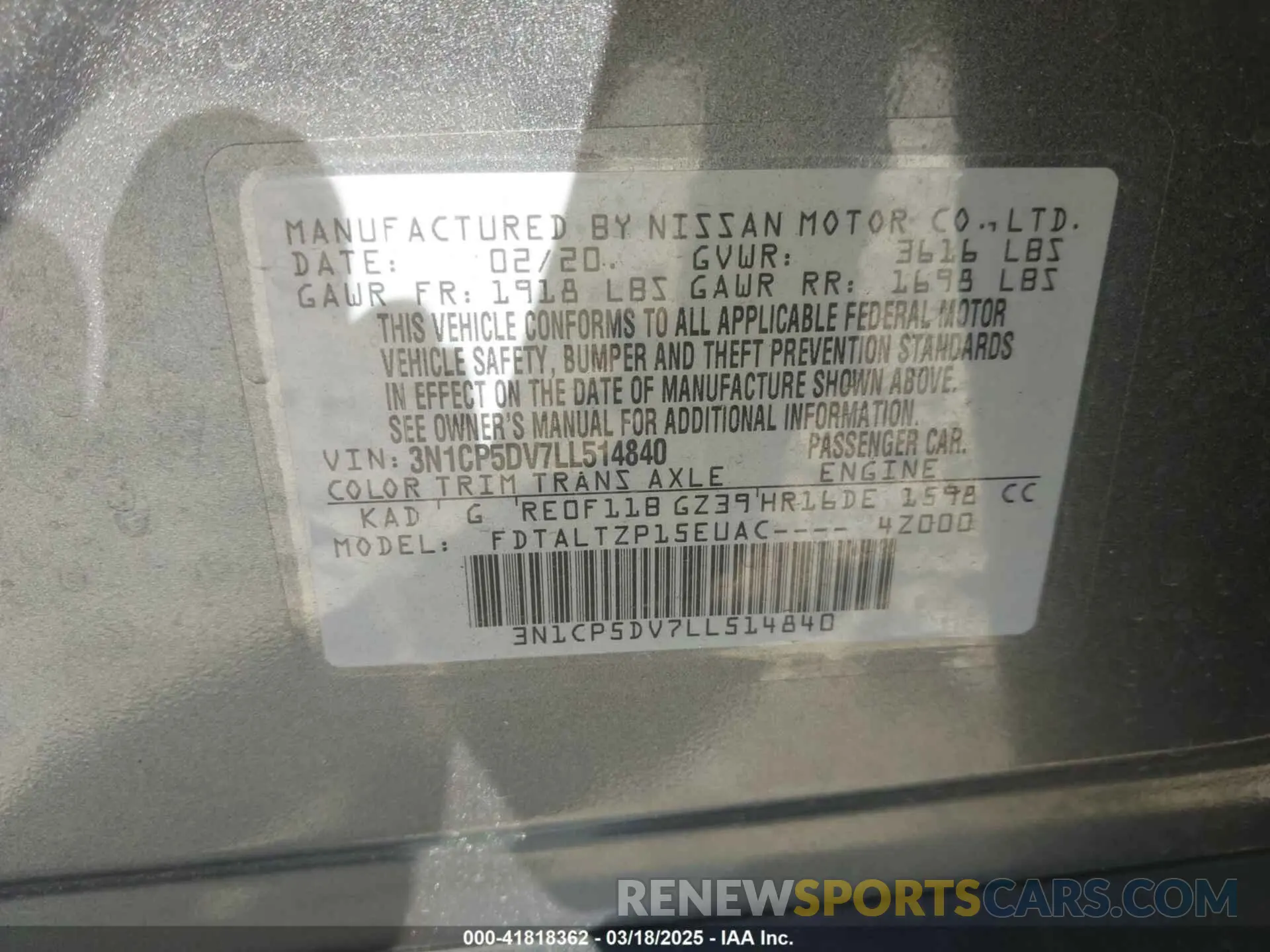 9 Photograph of a damaged car 3N1CP5DV7LL514840 NISSAN KICKS 2020