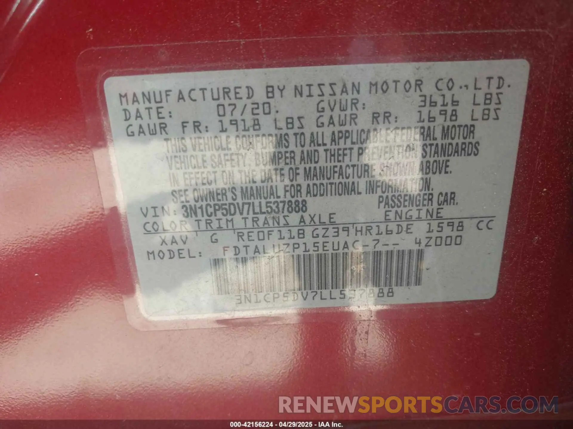 9 Photograph of a damaged car 3N1CP5DV7LL537888 NISSAN KICKS 2020