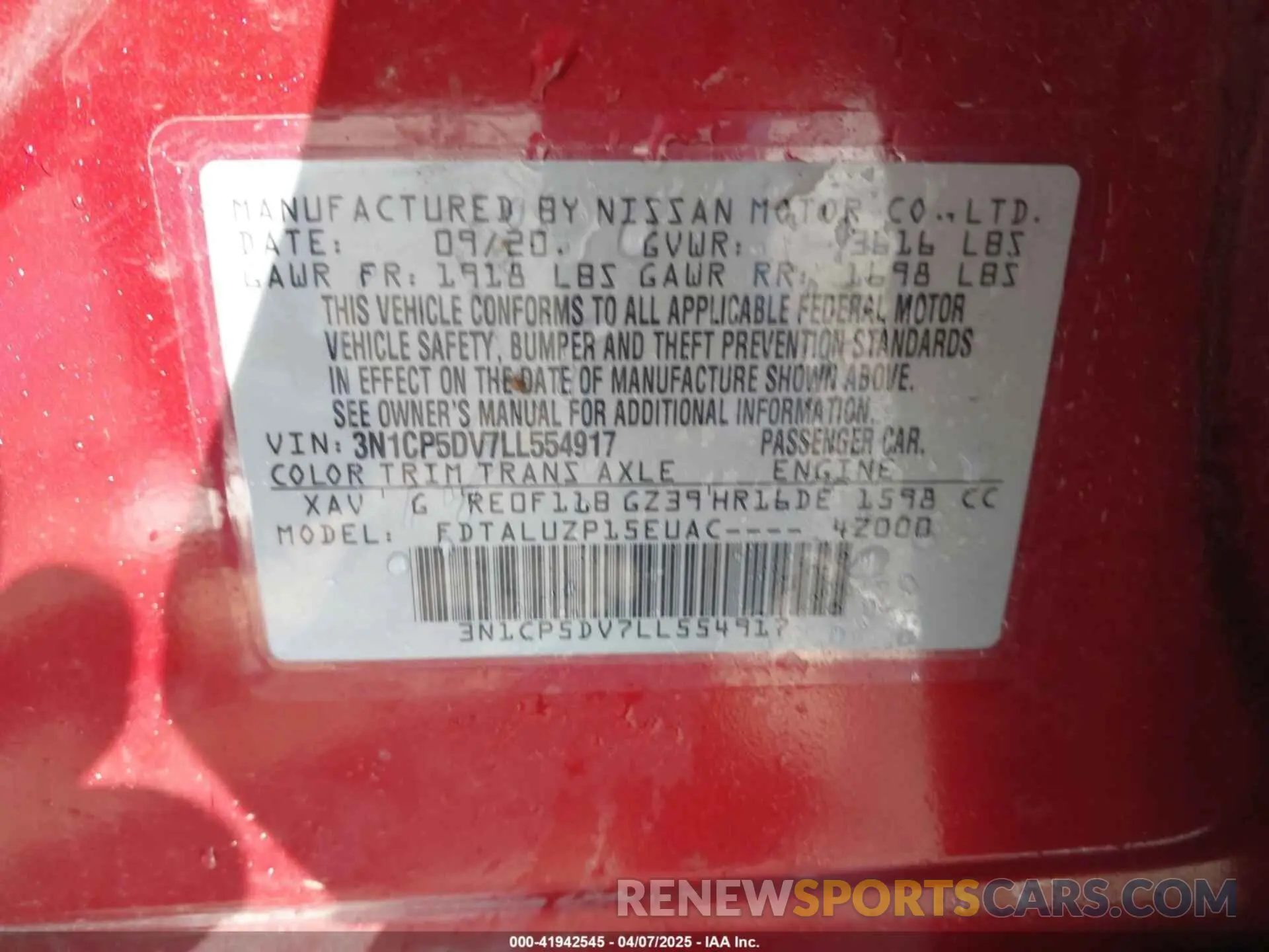 9 Photograph of a damaged car 3N1CP5DV7LL554917 NISSAN KICKS 2020