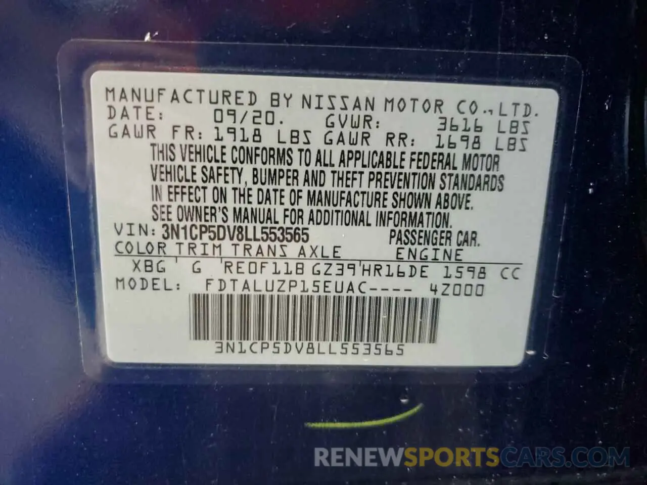13 Photograph of a damaged car 3N1CP5DV8LL553565 NISSAN KICKS 2020